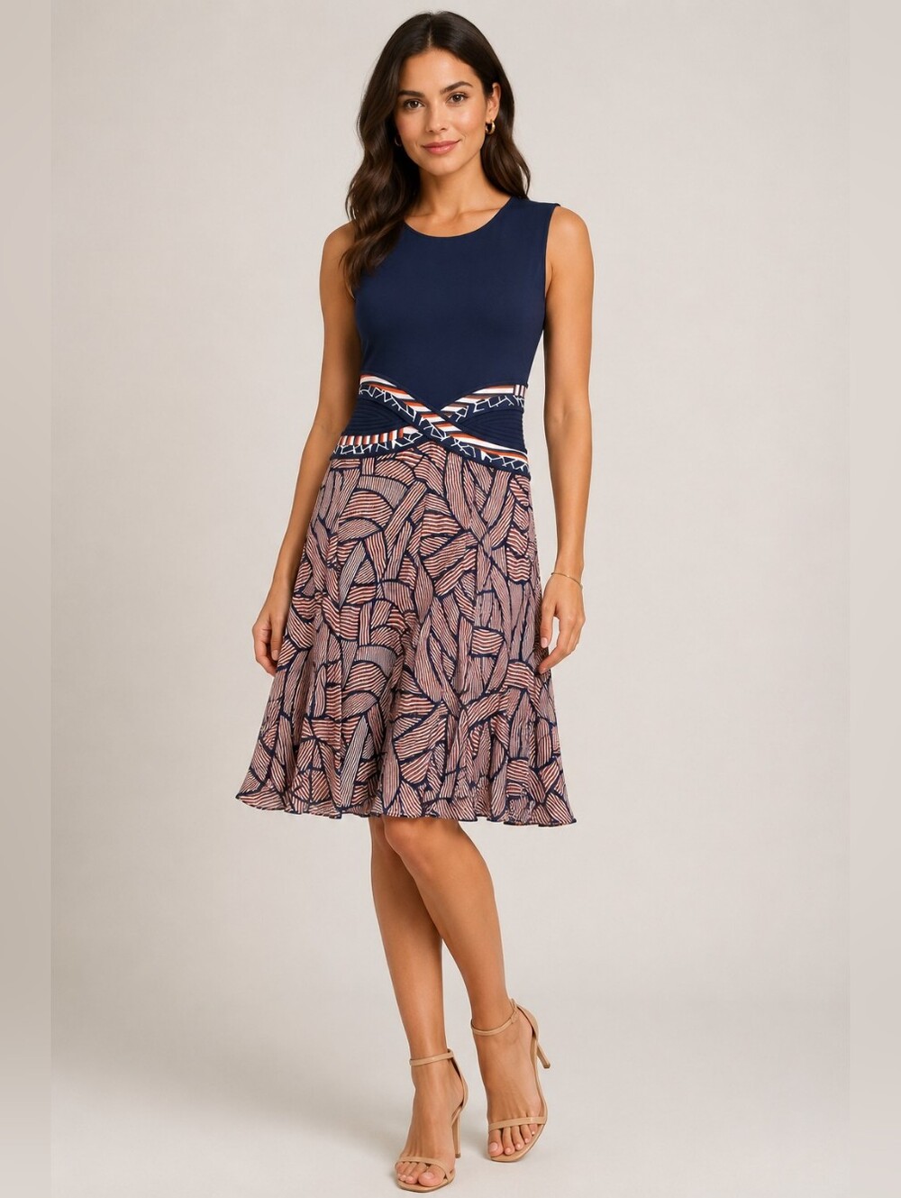 Diane von Furstenberg Rosalie Mixed Print Fit & Flare Dress Size 8